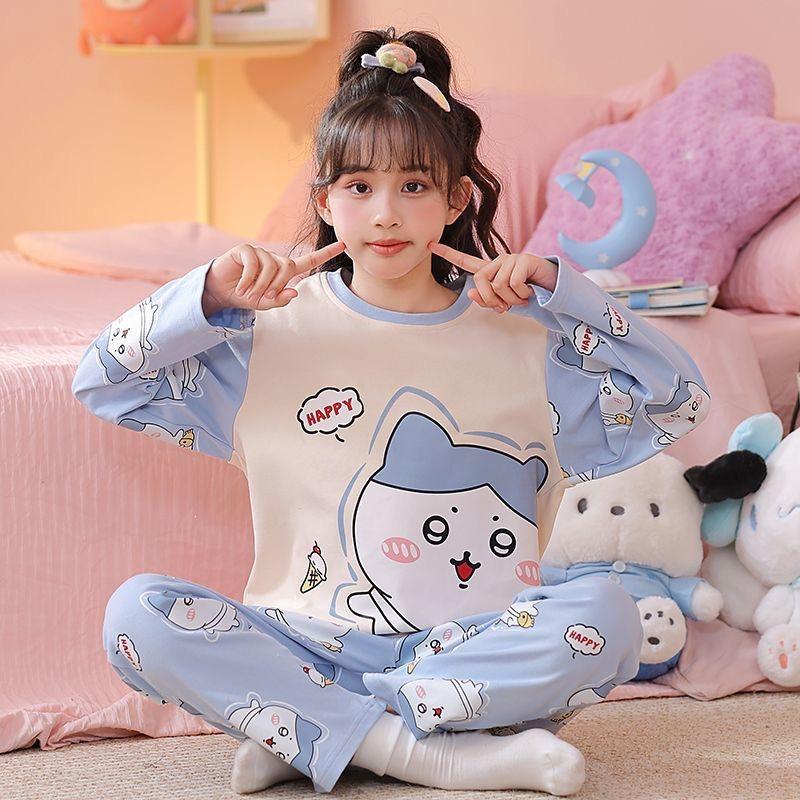 2026 Girls' Stylish Princess Pajamas - Long Sleeve, Round Neck, for Middle & Big Kids, Spring & Autumn