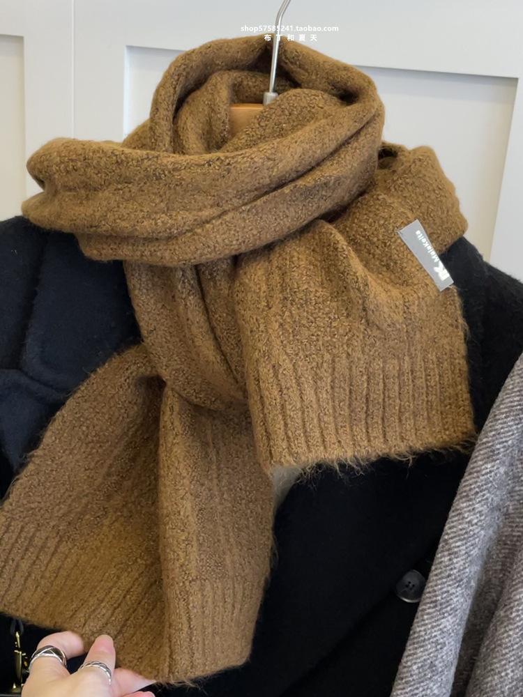 Korean Version Retro Solid Twist Knitted Scarf Women Men Fall Winter Classic Warm Scarves Unisex Thermal Muffler Female Male