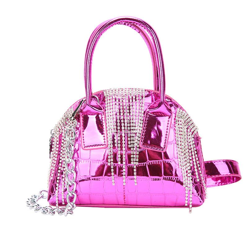

2024 new stone pattern handbag bag women s personality fashion chain shoulder bag fashion oblique span bag рожевий червоний колір