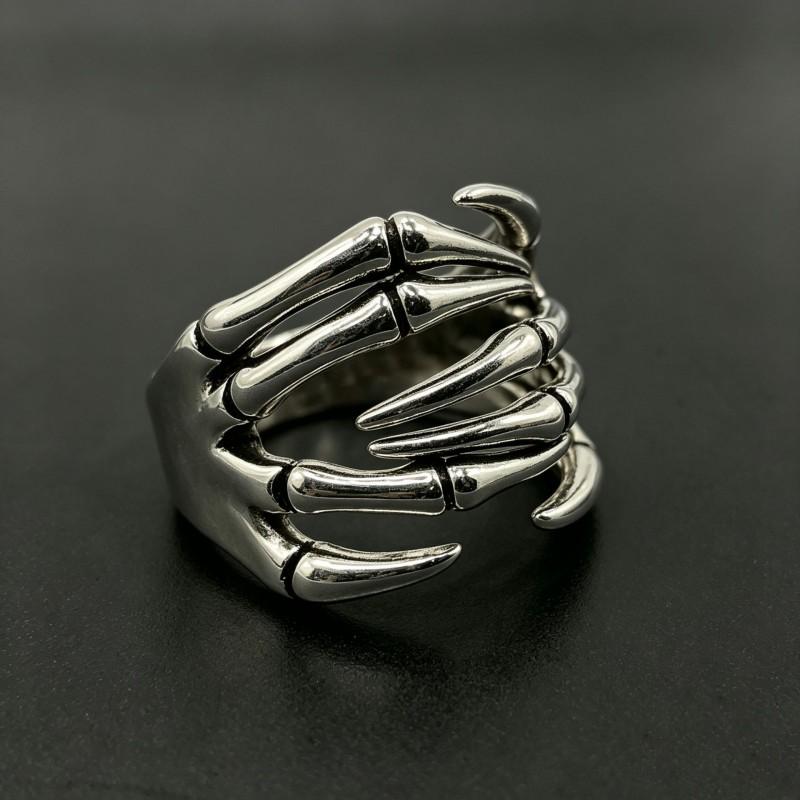 Adjustable Open Ring With Vintage Bone Claw Design Punk Gothic Style Copper Jewelry Men Women