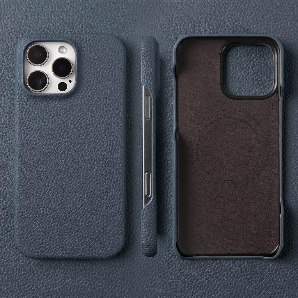 Премиальный магнитный чехол из натуральной кожи для iPhone 16 Pro Max 15 14 13 12 11 Беспроводная зарядка Магнитная крышка Magsafe Ударопрочный чехол