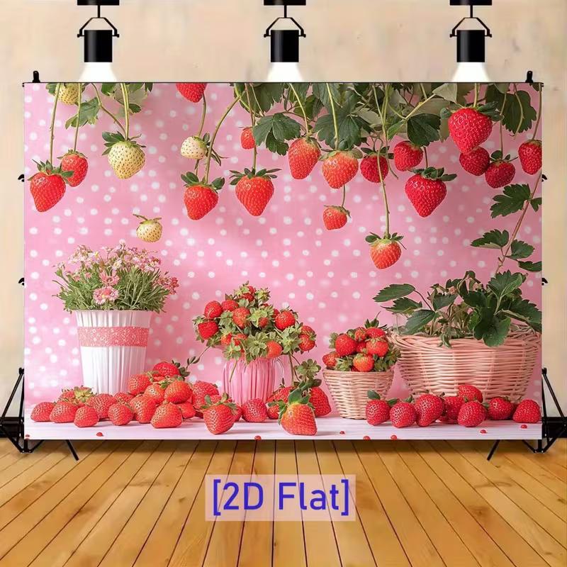 2D Sweet Strawberry Backdrop for Baby Shower or First Birthday Photoshoot