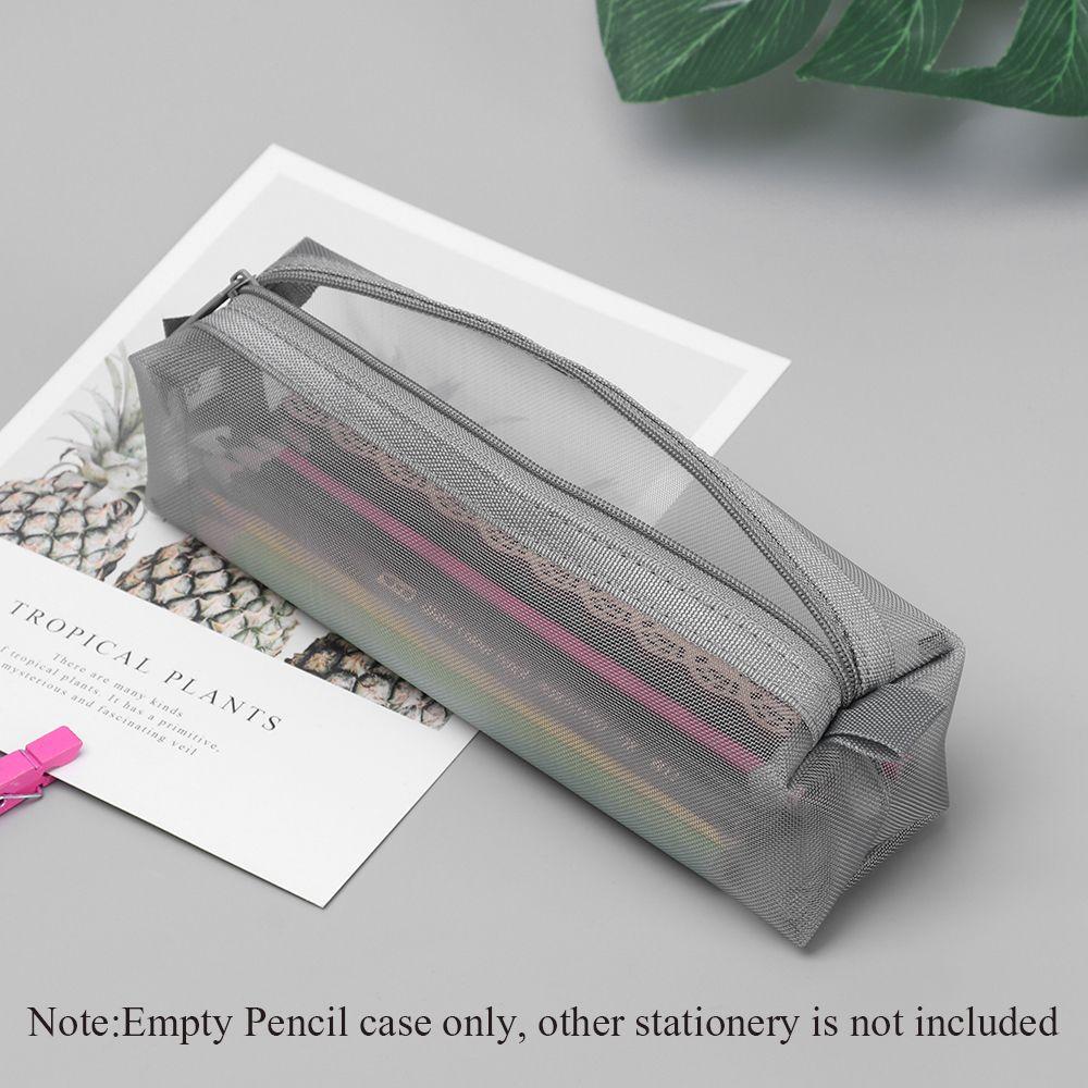 Purse Handbags Cosmetic Makeup Transparent Grid  Zipper Pencil Case Mesh Pen Bag Cosmetic Storage