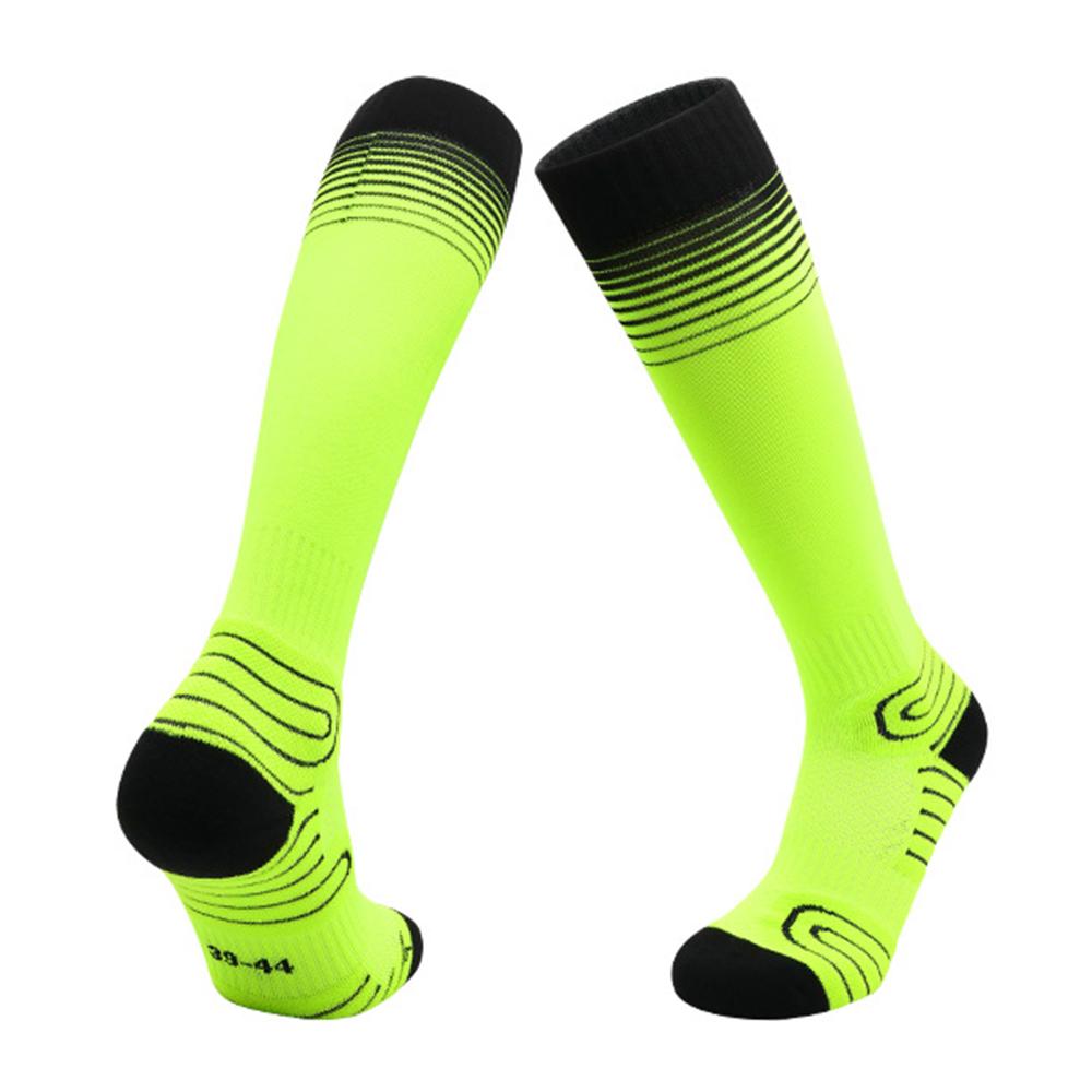 

PORFIN 1 Pair M Size 34 - 38 Professional Football Socks Breathable High Tube Thickened Training Socks Fluorescent Green Black