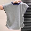 New Striped Crew Neck Short Sleeve T-Shirt Women's Summer Slim Skinny Reducing Shoulder Top Korean Edition Design Sense