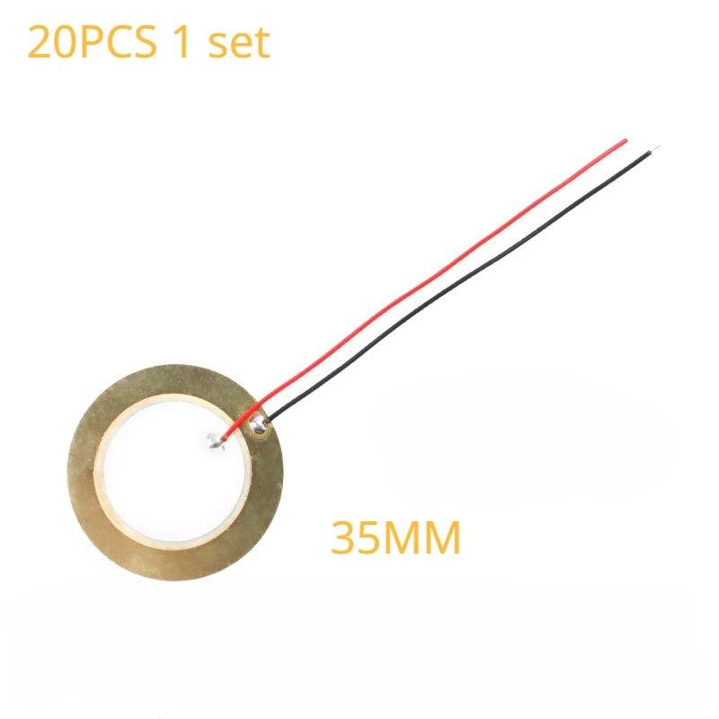 20PCS Piezoelektrické keramické destičky drát - Průměr 12/15/18/20/27/30/35/50MM Měděný bzučák pro audio systémy