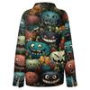 Damen Hemd Bluse Halloween Print Knopf Langarm Lässig Basic Hemdkragen Regulär Top