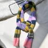 Women's Thin Narrow Long Colorful Striped Scarf Autumn And Winter New Design Hot Girl All-Match Decorative Scarf