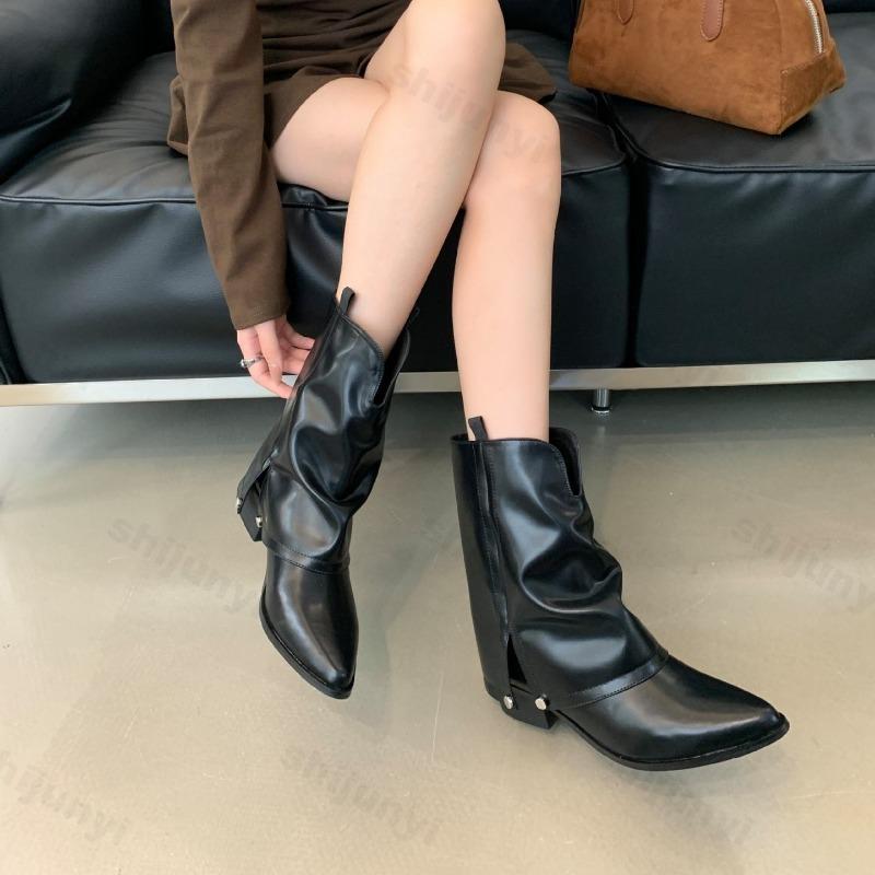 Women's Boots  Autumn New Fashion Retro Pointed Toe Female Ankle Boots Synthetic Leather Outdoor Anti Slip Boots Botas Mujer