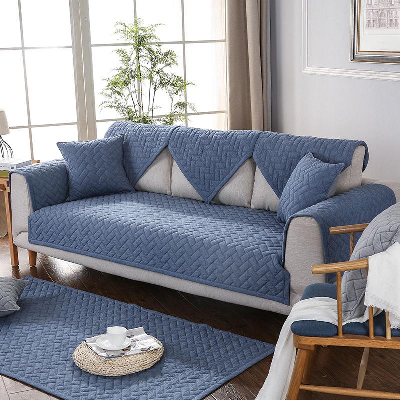 Sofa Cushion Cushion Pure Cotton Washed Cloth Non-Slip Four Seasons Modern Simple Sofa Cushion Towel Cover