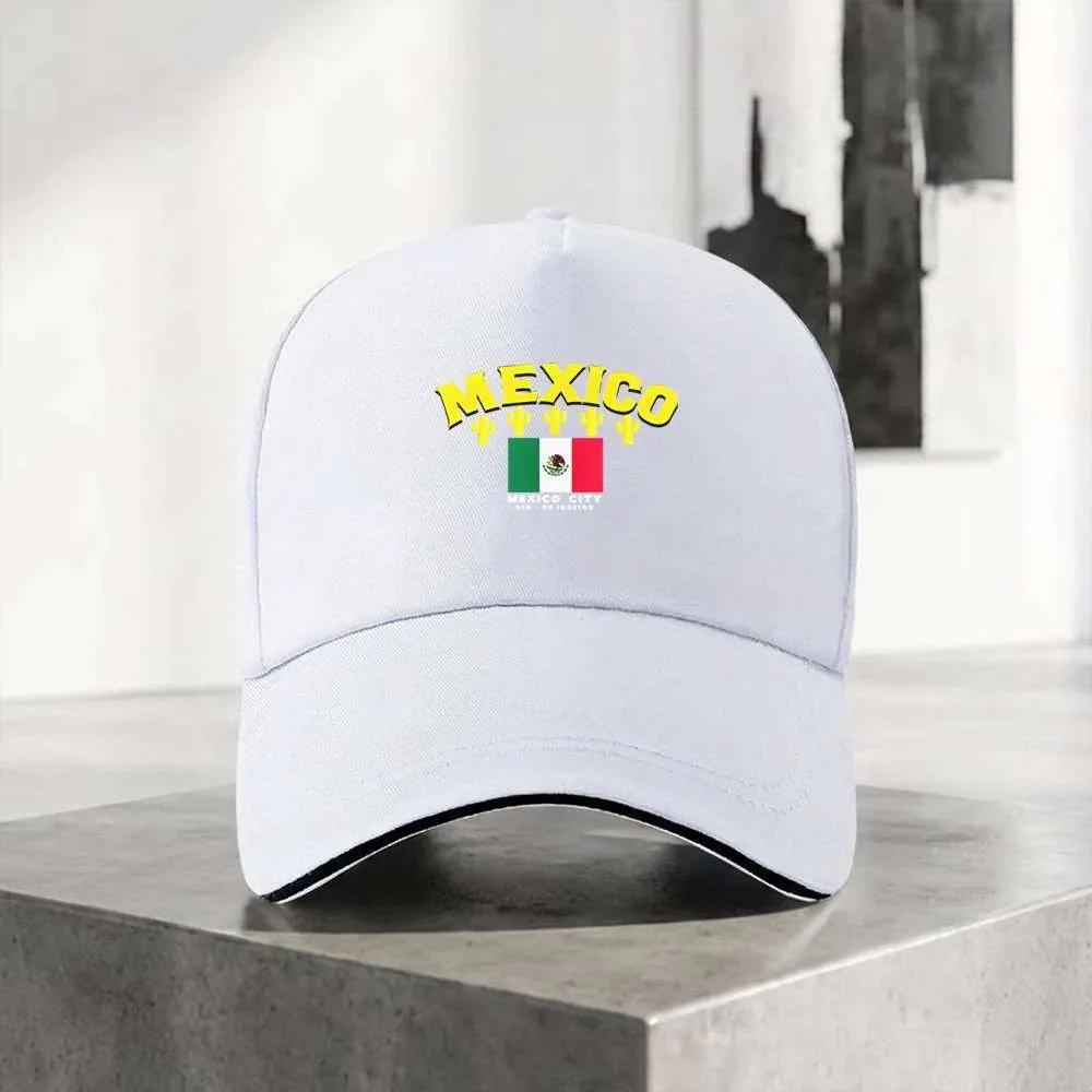 Mexico Flag Cactus Baseball Cap Adjustable Polyester Casual Trucker Hat Unisex Adult