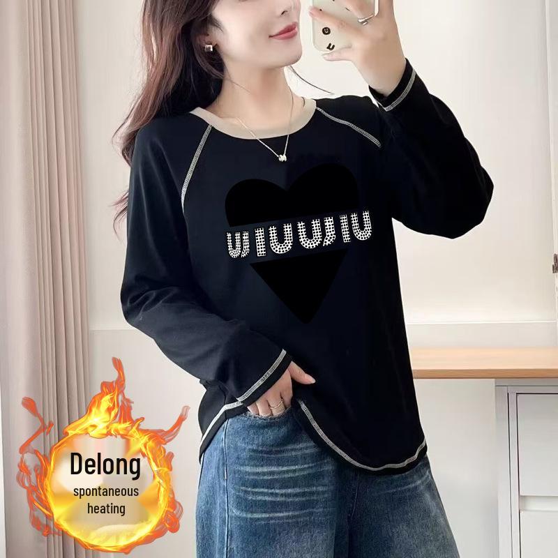 

2024 Женская двусторонняя футболка с длинным рукавом из немецкого вельвета - Универсальный осенне-зимний шикарный короткий топ в стиле инс M for 50-57.5 kg