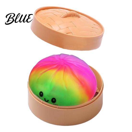 Bun Stress Reliever Smiling Steamed Ball with Steamer Anti-Anxiety Cartoon Dumpling Soft Sensory Toy Squeeze Simulated Dough Fidget
