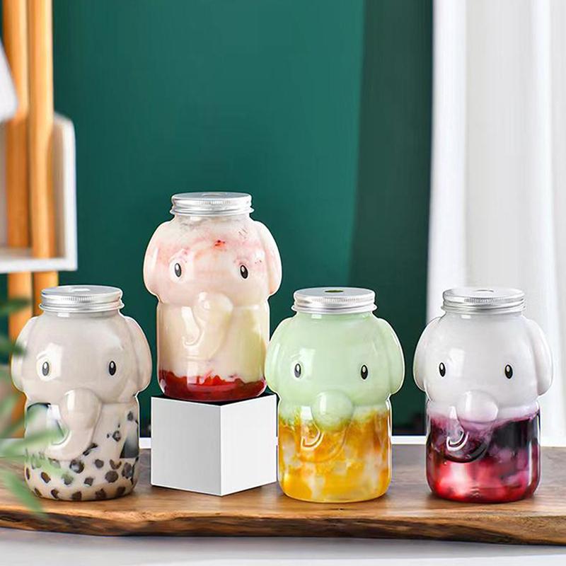1Pieces 350ml Elephant Water Bottles For Milk Tea Coffee Juice Portable Drinking Cup Outdoor Tableware