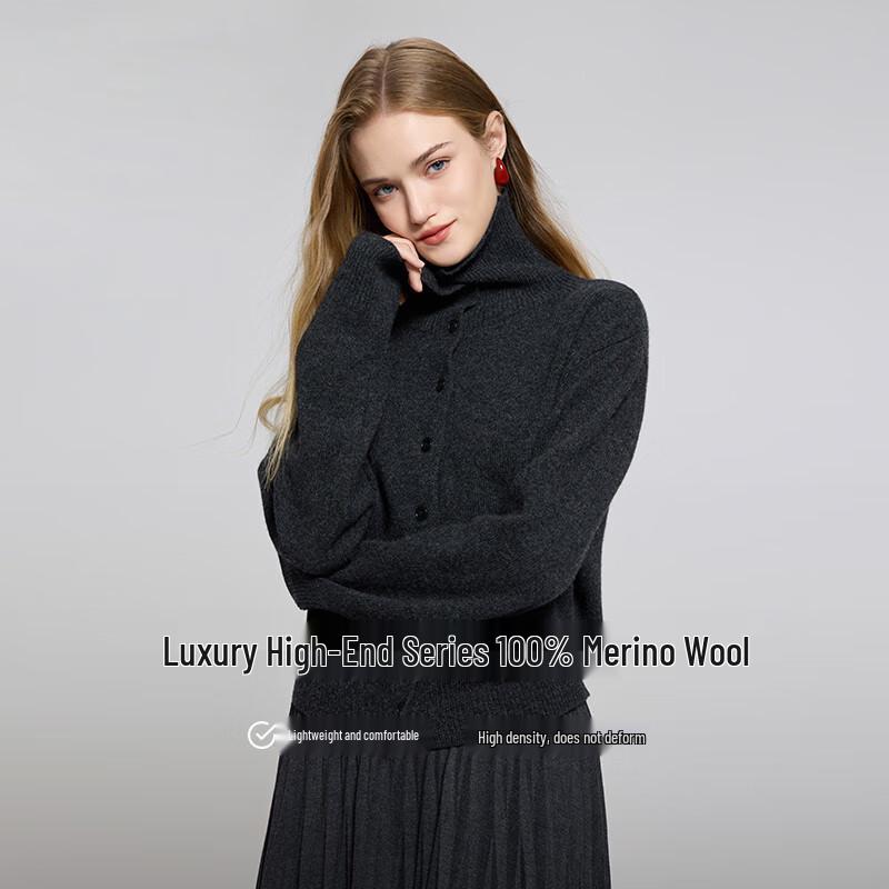 Shetu Women s Relaxed Fit Wool Turtleneck Sweater One Size