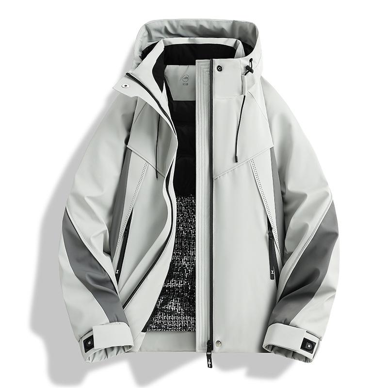 

2025 New Style White Duck Down Hooded Winter Jacket – Color Block, Sport Outdoor Cold Protection Coat M брудно-білий
