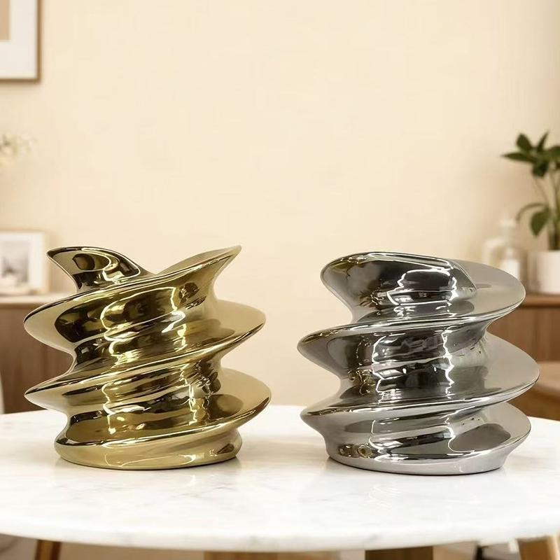 Minimalist Silver Ceramic Vase Flower Pots Table Decoration Flowers Arrangement Floral Vases Modern Home Decor Accessories