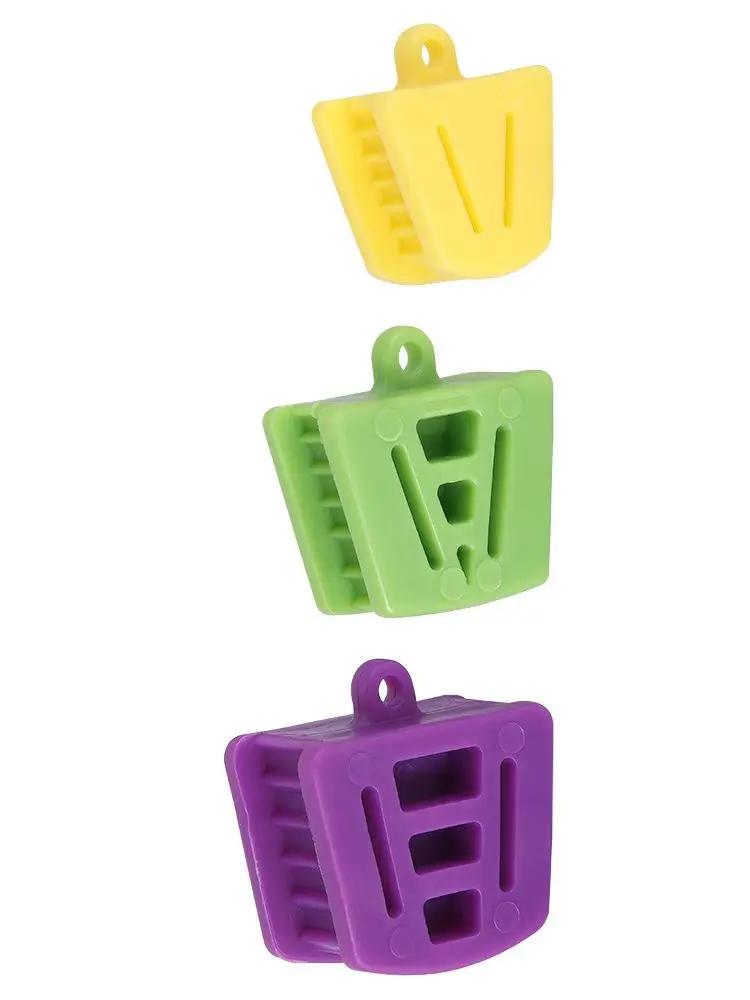 

3 шт./набор зеленых/фиолетовых/желтых зубных прикусных накладок, оральные опоры для раскрытия прикуса, резиновый силиконовый большой/средний/маленький стоматологический инструмент