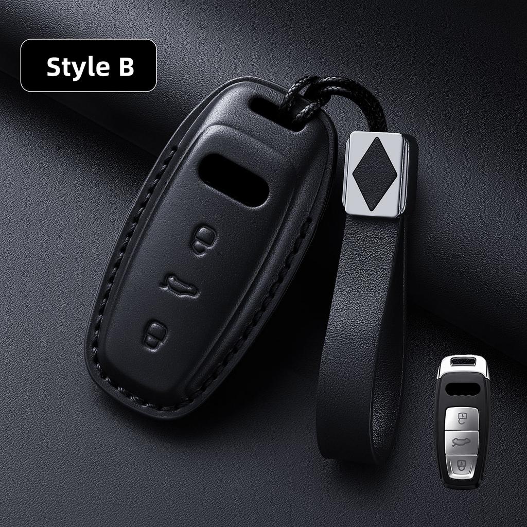 Leather Car Remote Key Cover Case Holder Shell Fob for 2026 New A5L A6L E-tron Q6L Etron A4L A3 A5L Sportback Q3 Q4 Q5 Q7
