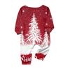 Family Matching Christmas Print Round Neck Long Sleeve Pajama Set with Pants for Parents and Kids