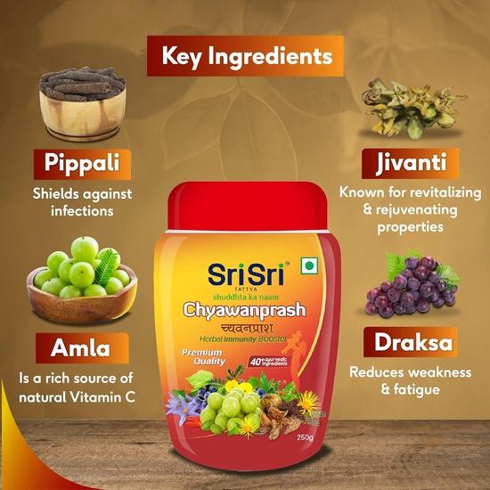 Sri Sri TATTVA shuddhta ka naam Chyawanprash - Herbal Immunity Booster With 40+ Ayurvedic Ingredients For Better Strength And Stamina - 250G