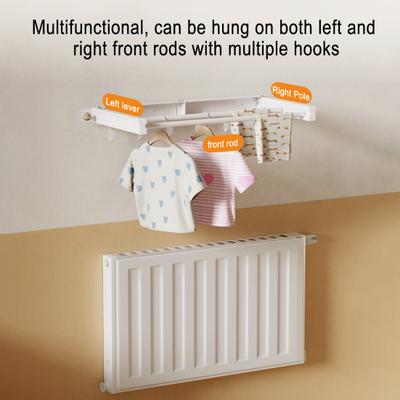 Foldable Drying Rack Wall Mounted Laundry Rack Clothes Drying Rack Double Pole Clothes Rack for Laundry Room Balcony