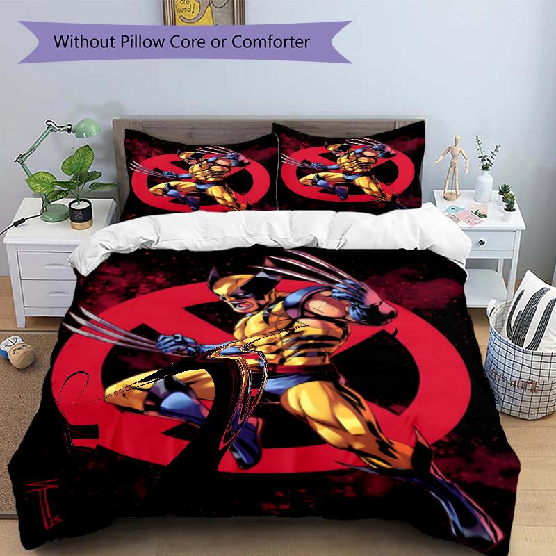 3pcs Duvet Cover Set (1*Duvet Cover + 2*Pillowcase, Without Core), Wolverine Print Bedding Set, Bedroom Decor, All‑Season, Gift