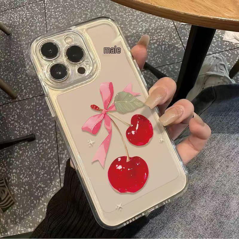 Cute Cherry Soft Shell Phone Case for iPhone 17 Pro Max/16/15 Pro/17 Air/13