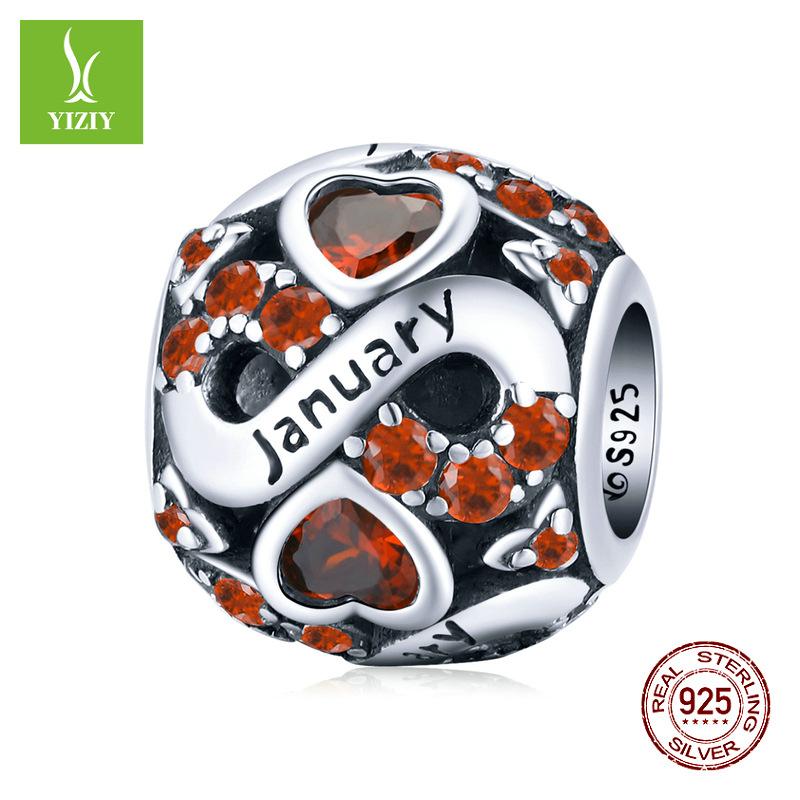 December Birthstone Beaded Accessories S925 Silver Constellation Transfer Bead Jewelry Bsc508