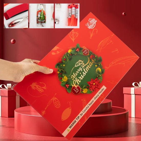 24Pcs/Set Fishing Advent Calendar Christmas Countdown 24 Days Set 360 Degree Rotating Fish Lure Outdoor Fishing Gear