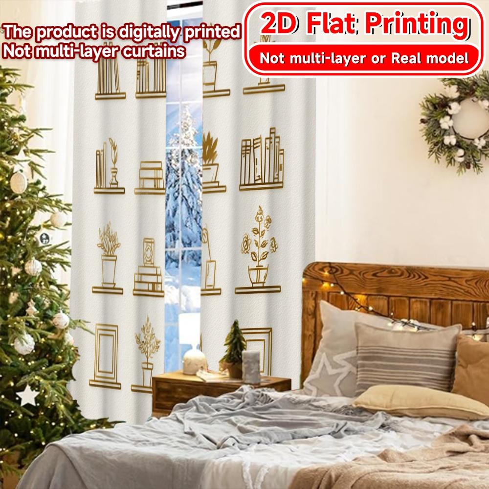 2D Flat Printing  2pcs Curated Shelf Popular Curtains Versatile Durable Polyester Curtains Outdoor Decorations for