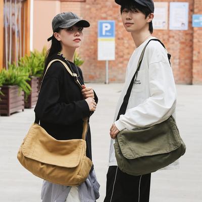 Plátenná crossbody taška pánska veľká taška cez rameno jednofarebná študentská taška cez rameno