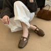 Inside and outside full leather comfortable flat-bottomed small leather shoes women's 2025 spring new round head T-buckle flat heel single shoes wom