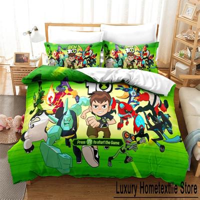 3D Cartoon Ben10 Bettbezug mit Kissenbezug Bettwäsche-Set Einzel Doppel Twin Full Queen King Size Bettset für Schlafzimmerdeko