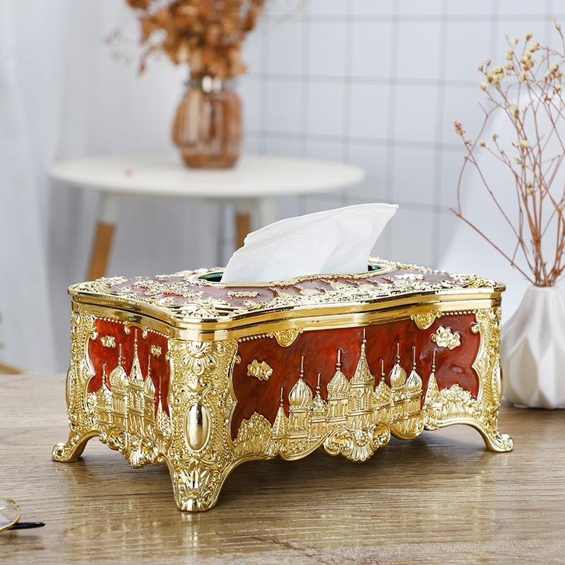 

Napkin Extraction Paper Box Plastic Embossed Palace Holder Home Napkin Dispenser Restaurant Organizer Hotel Desktop Decorative