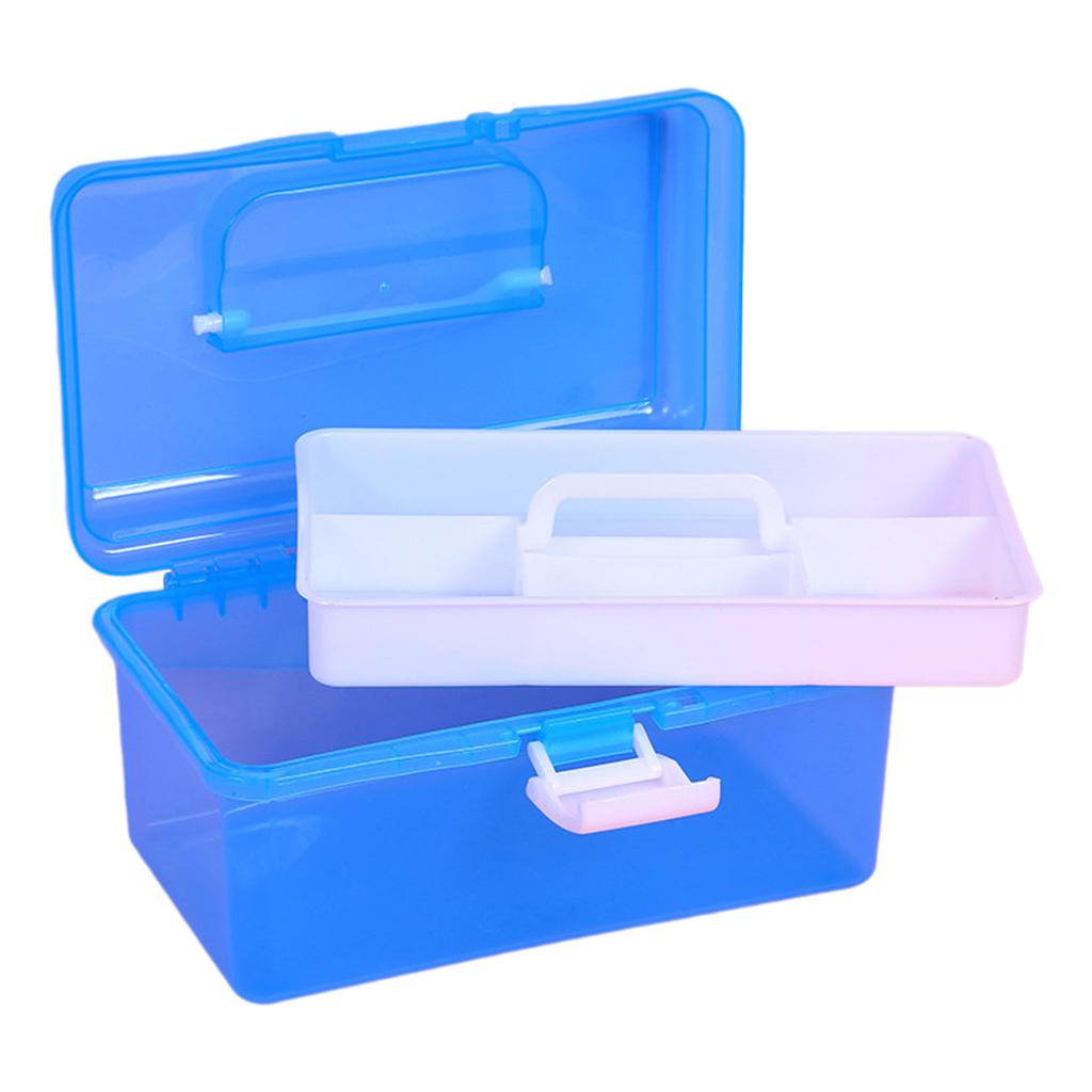 Stapelbare Aufbewahrungsbox mit herausnehmbarem Tablett, praktischer Spielzeug-Organizer-Koffer, Kunststoffbehälter für Näh- und Angelgeräte