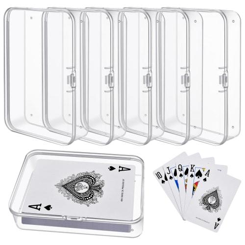 Elesunory Plastic Playing Card Box, Snap-Closed Poker Game Deck Holder, Holds 16 Standard Size Card Games