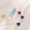 [AGVANA] Women's Necklace, Synthetic Opal, October Birthstone, "Blooming Flowers" Motif, Platinum Plated, Sterling Silver 925, Perfect for Christmas,