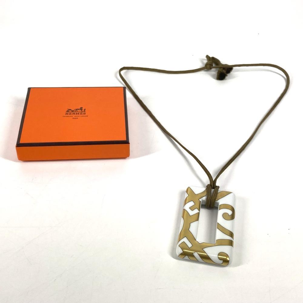 HERMES Accessories Pottery Necklace Porcelain White