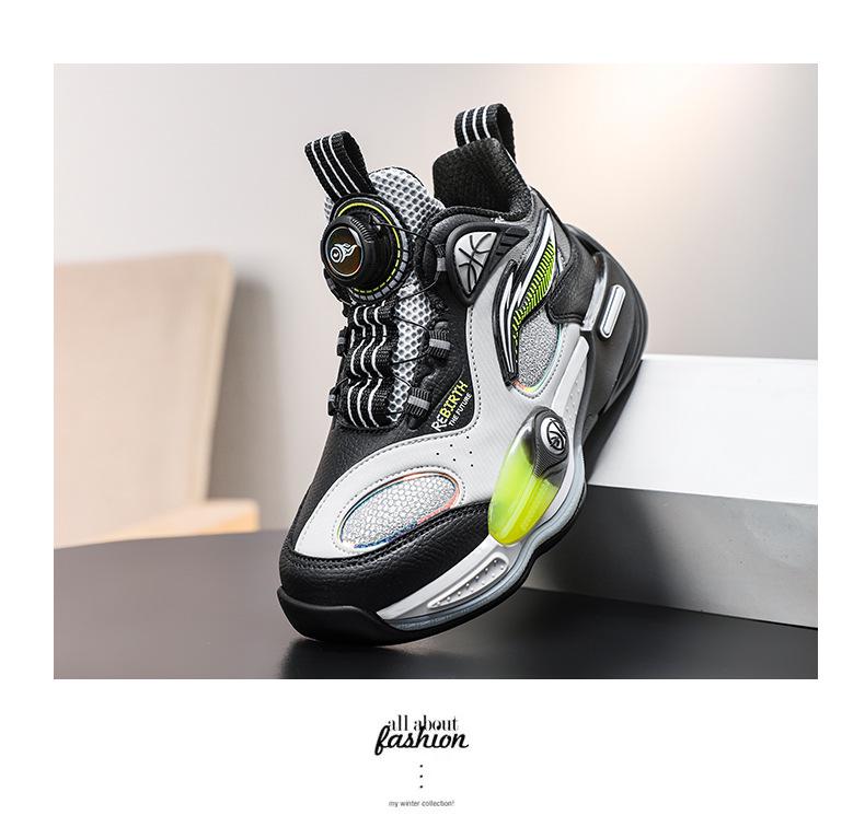 Jungen 2025 Herbst Leder Basketballschuhe - Verschleißfest, Rutschfest Sportsneaker für Kinder