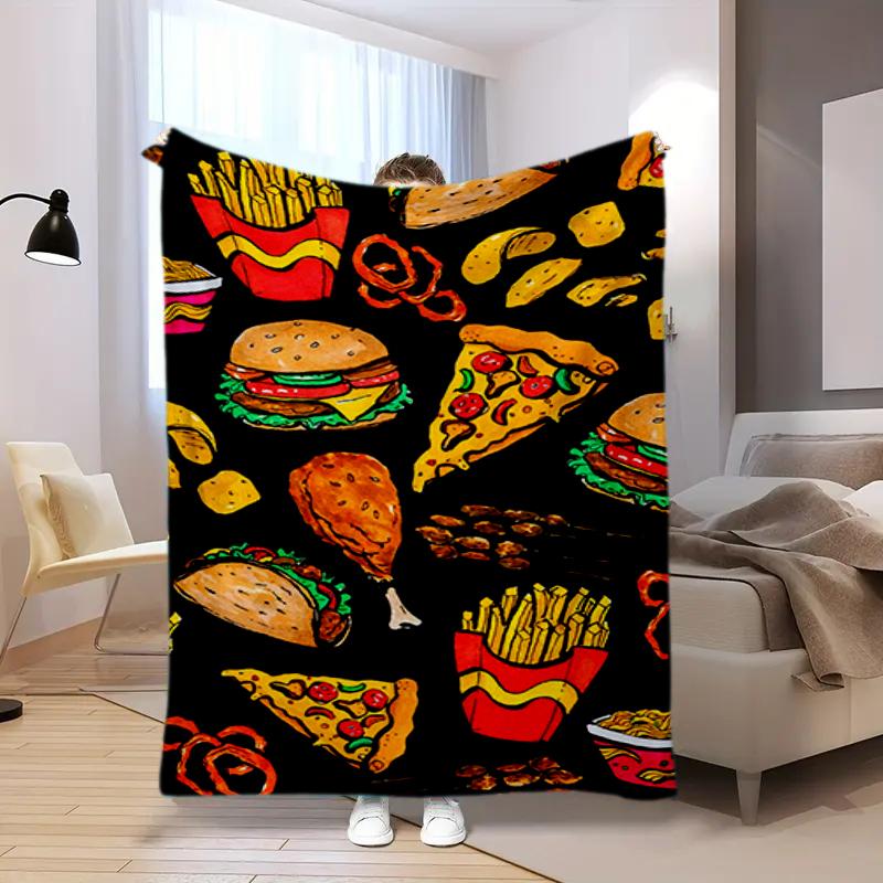 1PC Food Elements printed blanket, all season lightweight home office outdoor nap multifunctional blanket A2