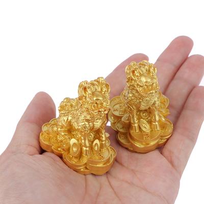 1 Pair Chinese Copper Fengshui Kylin Chi-Lin Qilin God Beast Statue For Home Decoration