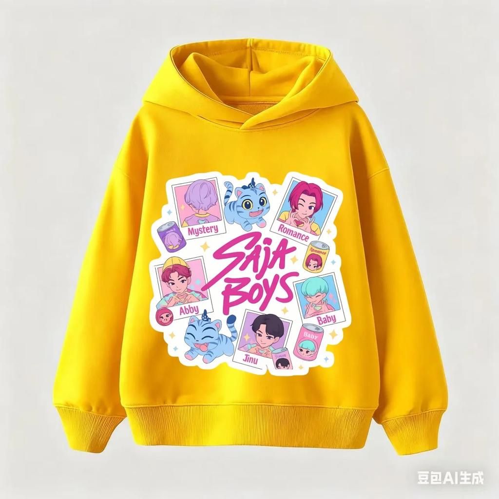 KPop Devil Hunter Cartoon Printed Girl and Boy Hooded Sports Warm Fashion Casual Hoodie