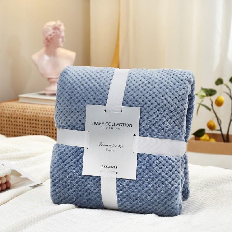 Thick Flannel Blanket Solid Color Pineapple Grid Soft Warm Sofa Air Conditioner All