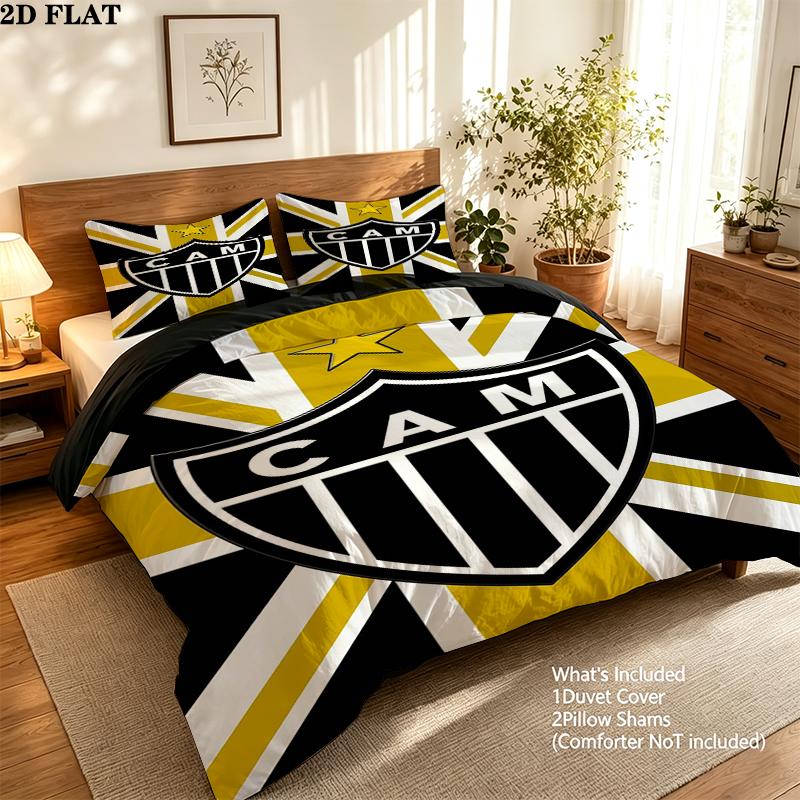 Clube Atletico Mineiro Logo Pattern Bedding Set Quilt Cover Pillowcase Home Decor Gift (1 * duvet cover + 2 * pillowcase, without core)