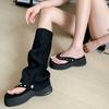 Roman Summer Clip Toe Sandals Fashion Trend Platform Flats Trouser Legs Boots Casual Dress Street Style Shoes