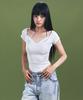 Peullijeunopallou Mandy Layered Short Sleeve Top (White Melange)