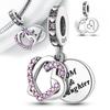 Charms Plata Dreamy Pink Heart Mother'S Day Pendants Fit Original Bracelets Charms For Women Jewelry Diy Making Gifts