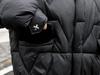 Black Glossy Windproof Long Sleeves Wide Fur Collar Warm Winter Jackets Outwear Coat
