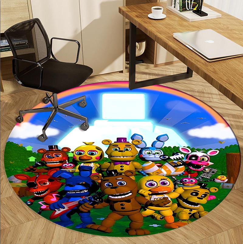 Five Nights at Freddy's Pattern Round Rug, Indoor/Outdoor Mat, for Picnic, Gameroom, Bedroom, Office, Living Room, Home Decor Carpet, Birthday Gift